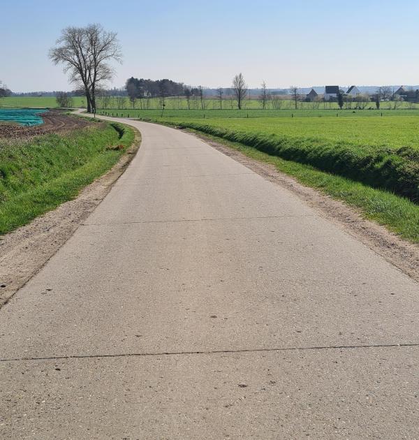 Oude Gentweg boven op de Meetjeslandse cuesta